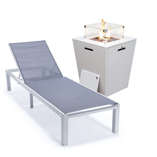 White Aluminum Outdoor Patio Chaise Lounge Chair