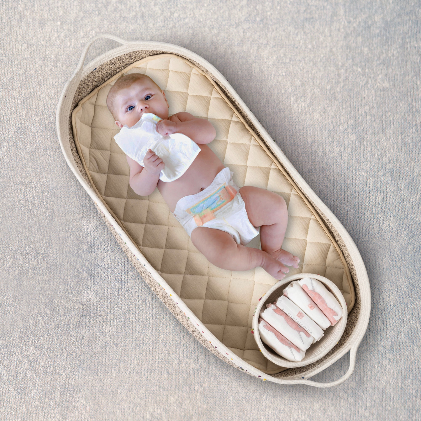 Baby Diaper Changing Basket - Handmade & 100% Cotton
