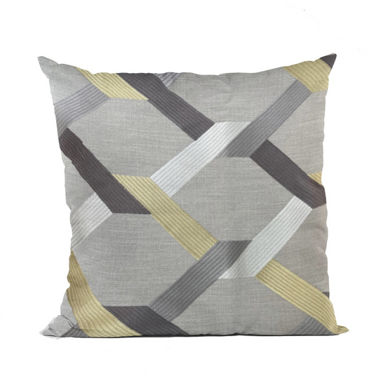 Valencia White Purple and Taupe Handmade Luxury Pillow | Elegant Decorative Throw Pillow