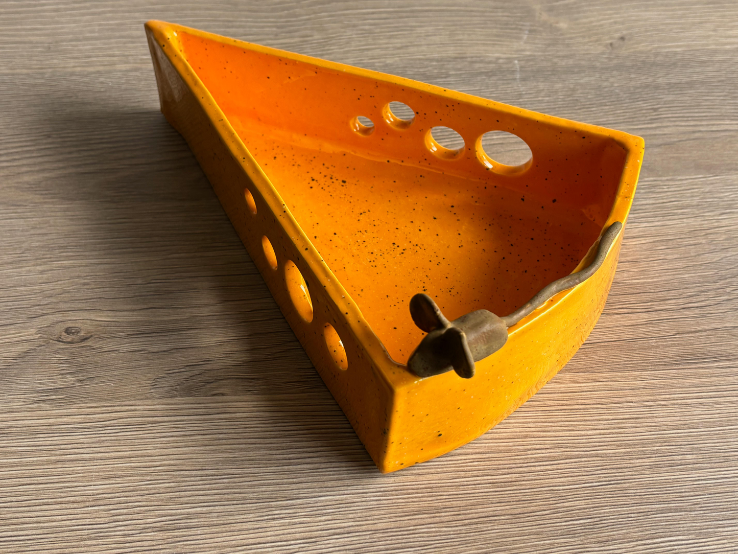 Handmade Cheese and Cracker Dish - Unique Style, Yellow Glaze, 10 Inches x 4 Inches