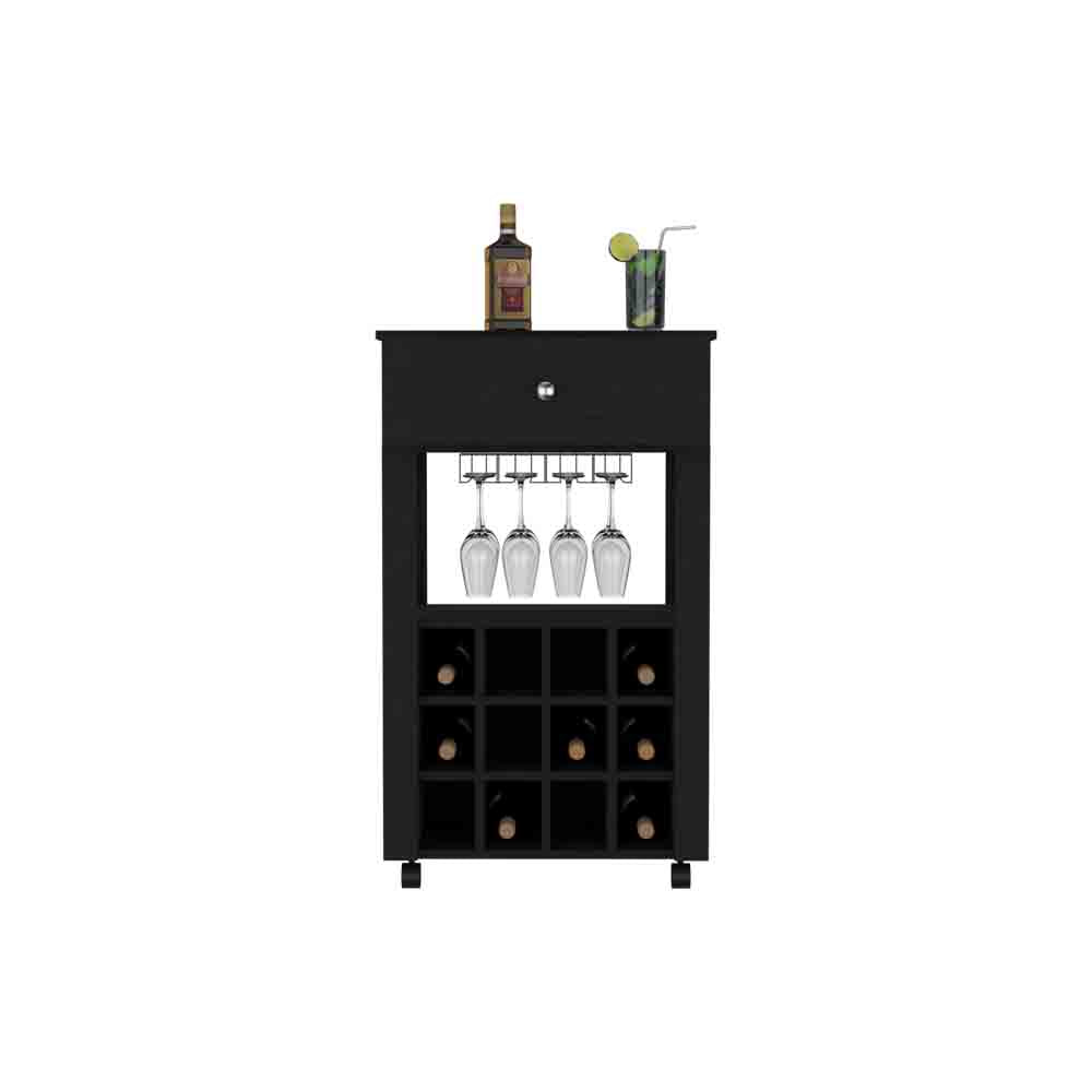 Bar Cart Bayamon - Contemporary Wine Storage with Twelve Wine Cubbies