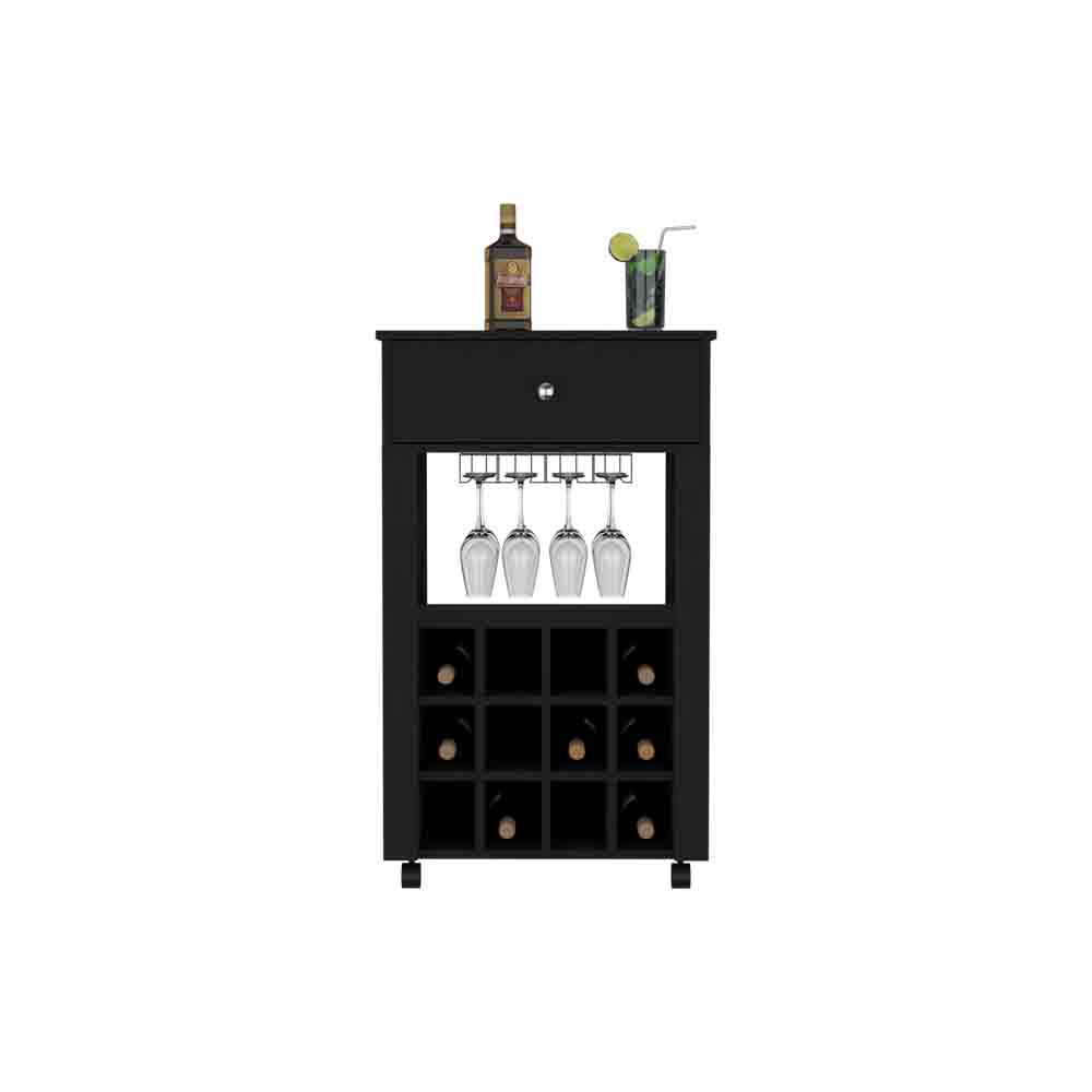 Bar Cart Bayamon - Contemporary Wine Storage with Twelve Wine Cubbies