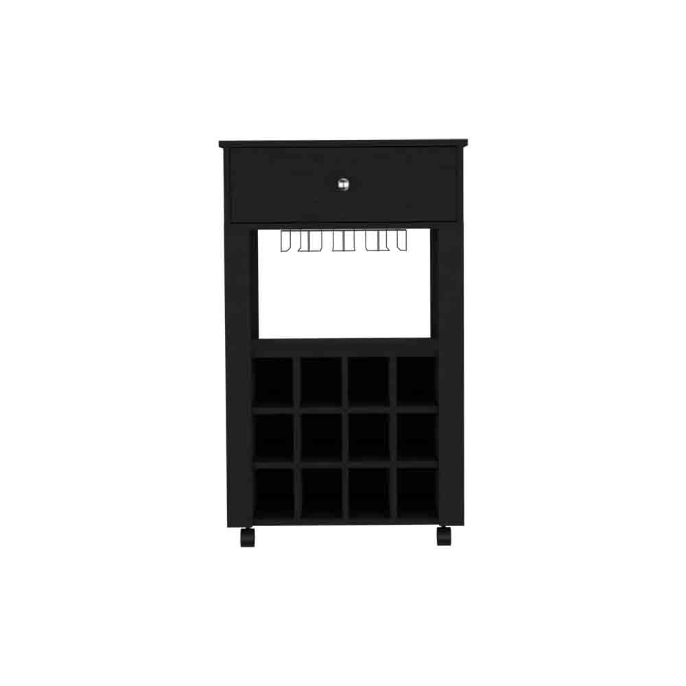 Bar Cart Bayamon - Contemporary Wine Storage with Twelve Wine Cubbies