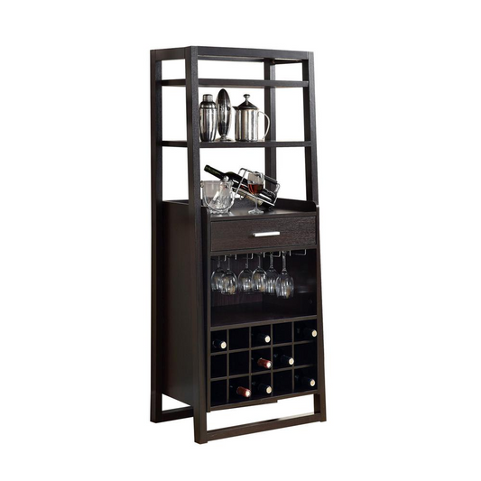 Contemporary Home Bar with Wine Rack and Storage Cabinet