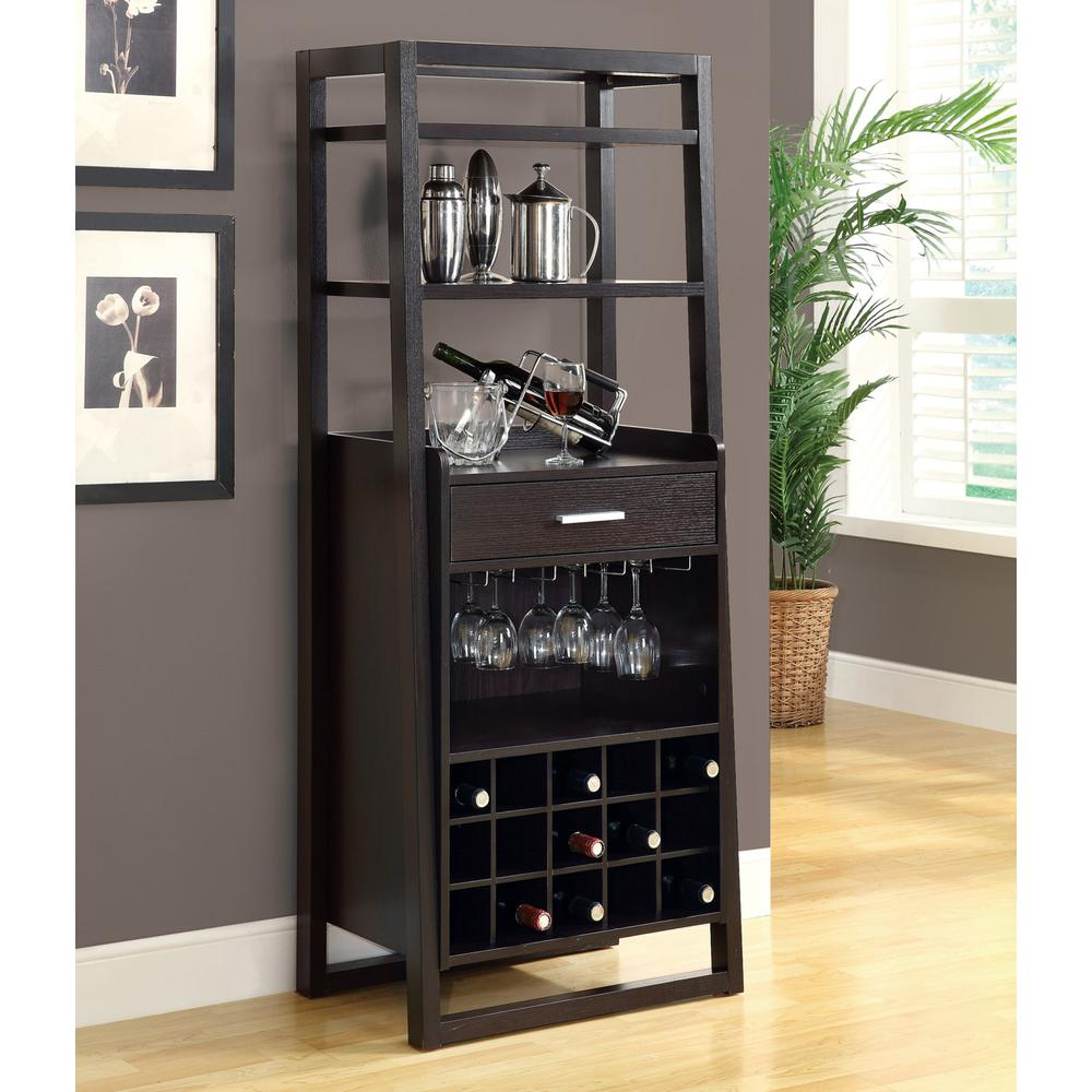 Contemporary Home Bar with Wine Rack and Storage Cabinet