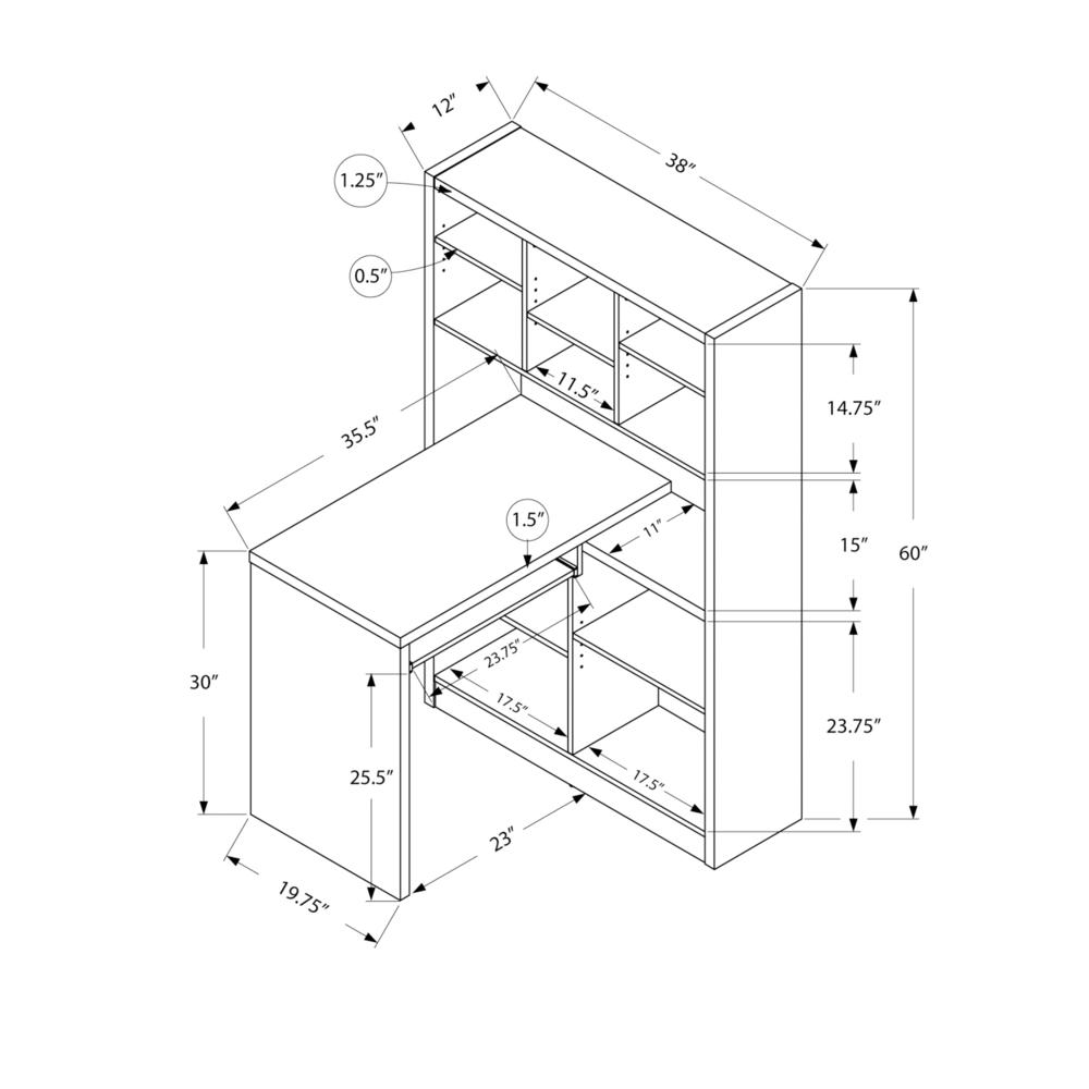 Computer Desk with Bookcase and Storage Shelves - Left Side