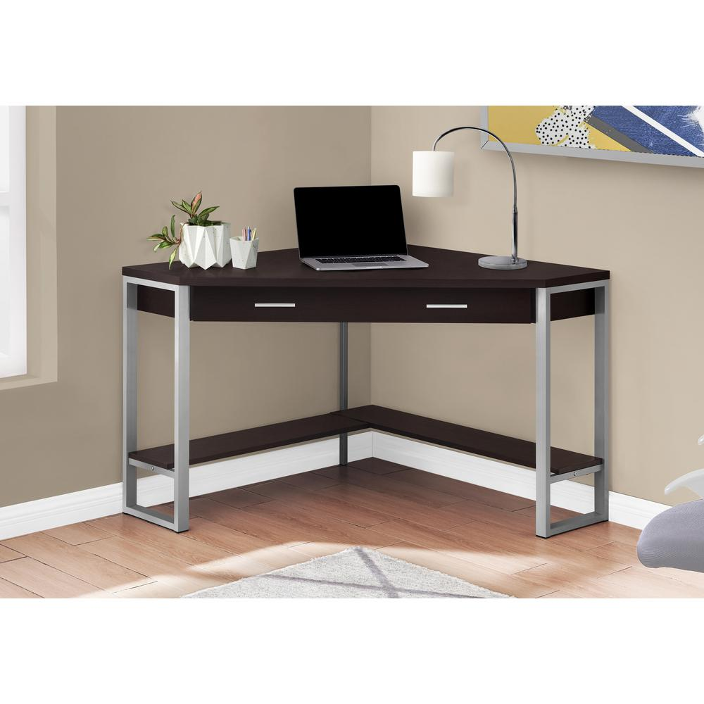 Dark Brown Computer Desk with Storage Drawers | Home Office Corner Desk