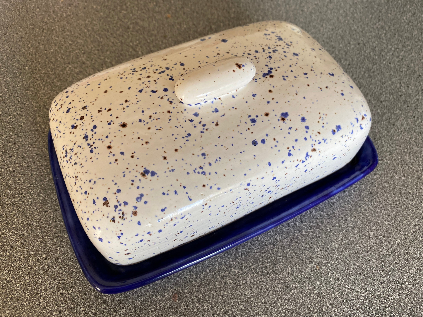 Handmade Pottery Butter Dish with Lid - Beautifully Glazed - Microwave and Dishwasher Safe