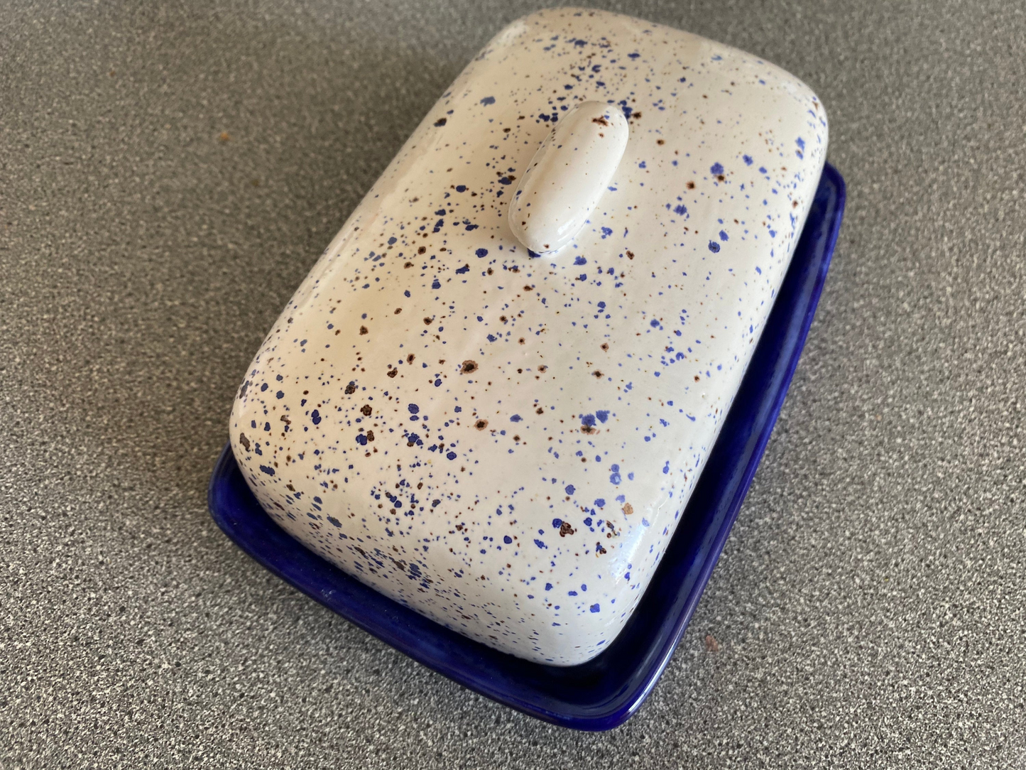 Handmade Pottery Butter Dish with Lid - Beautifully Glazed - Microwave and Dishwasher Safe