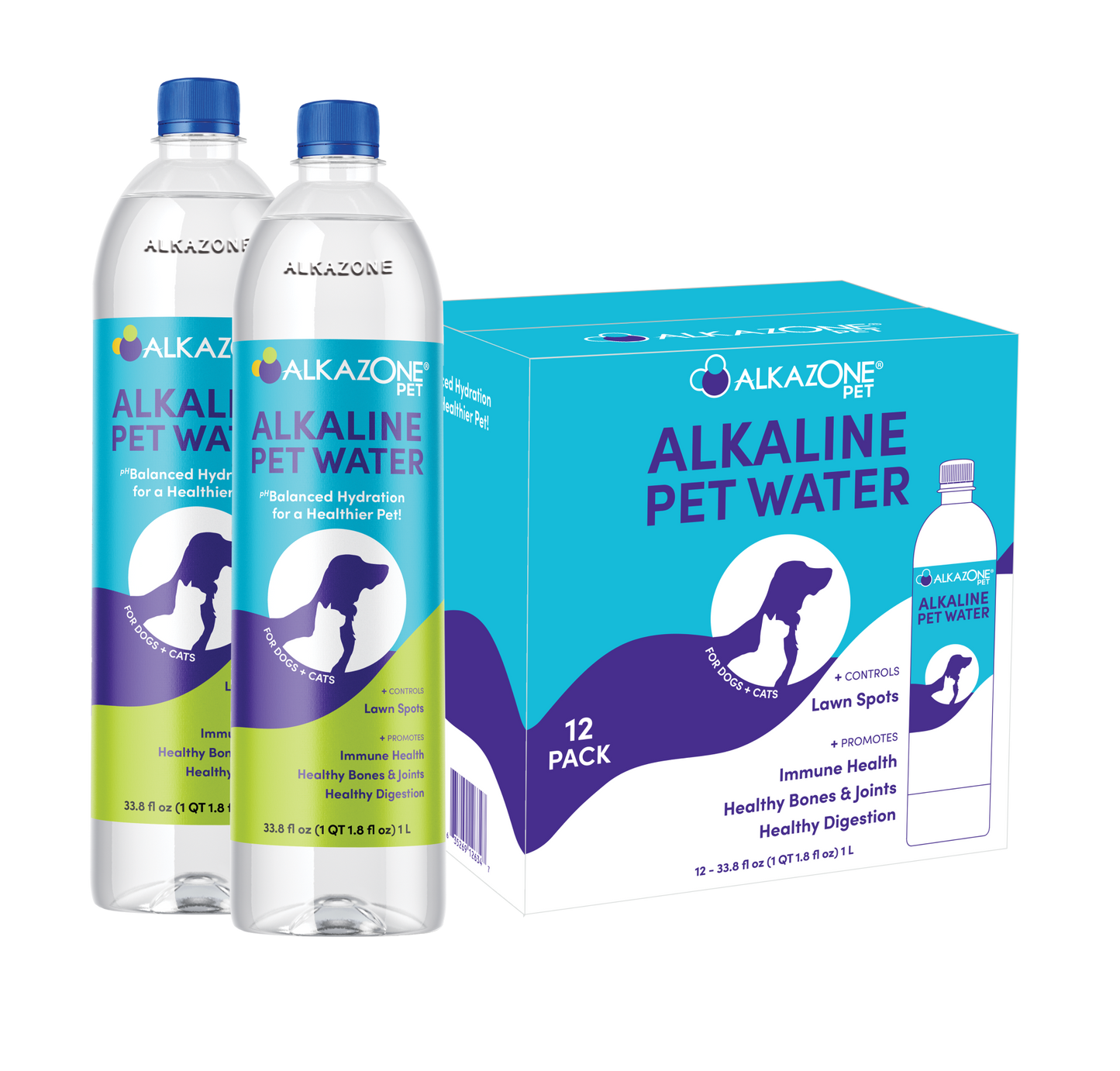 Alkazone Alkaline Water for Pets - 12 Pack of 1L Bottles