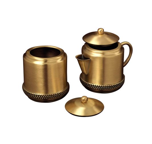 Handmade Luxury Brass Mug & Sugar Pot Set - Gold Color