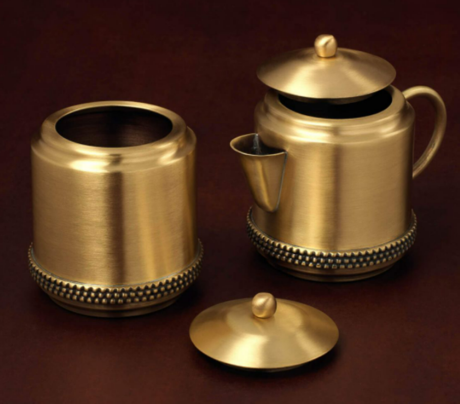 Handmade Luxury Brass Mug & Sugar Pot Set - Gold Color