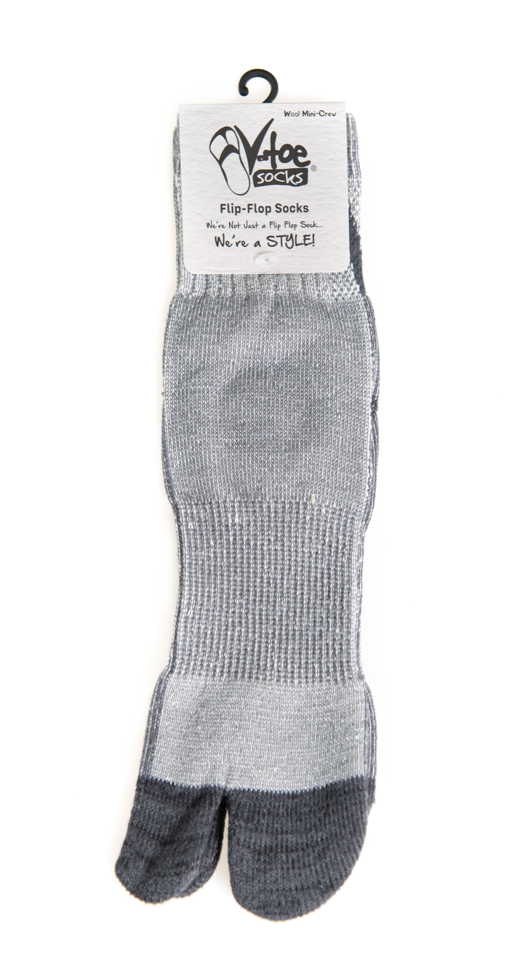 3 Pairs Wool Light Grey V-Toe Tabi Socks for Hiking or Casual Flip-Flops