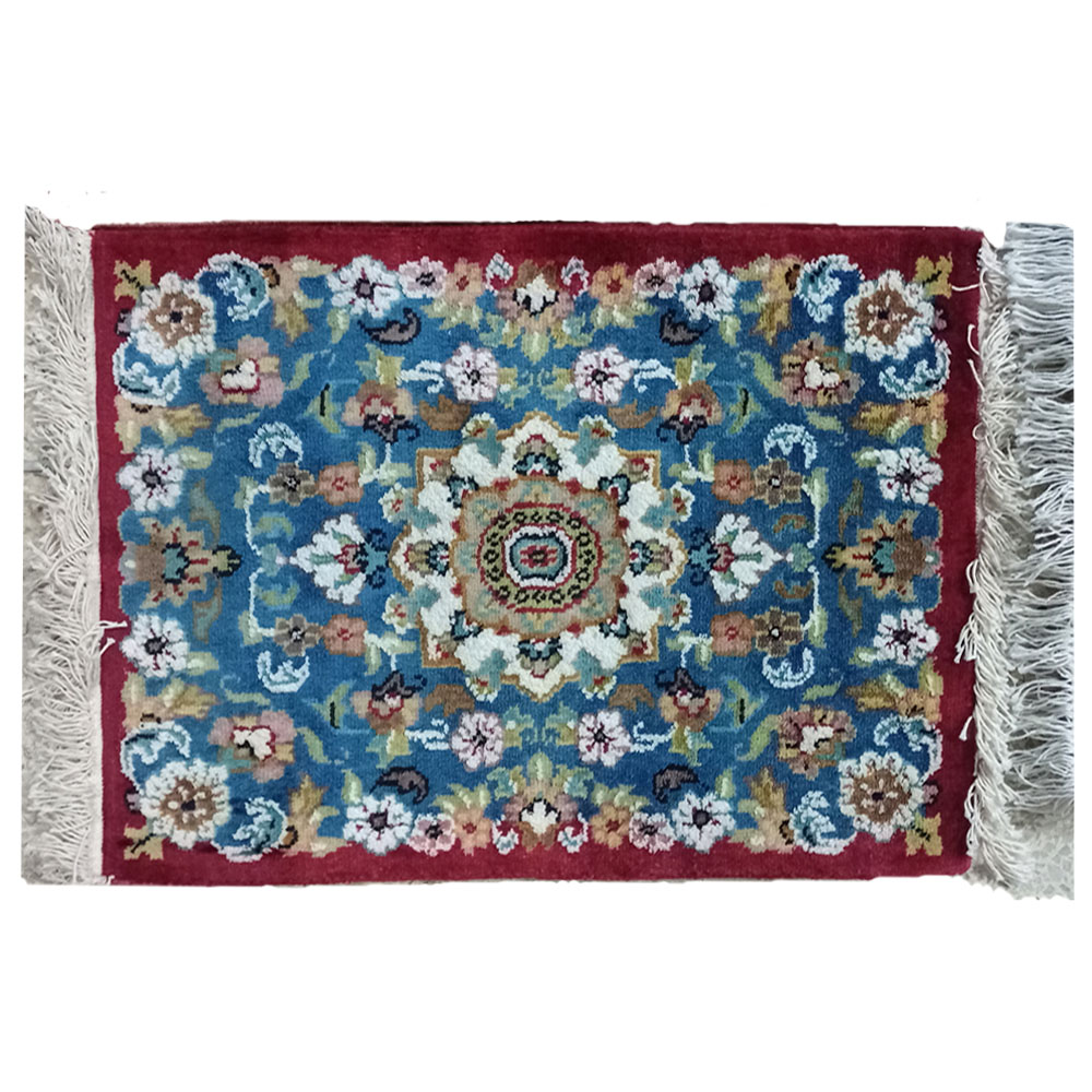 Persian Bokhara Handmade Blue Dianne Woolen Rug - Authentic 100% Hand-Knotted