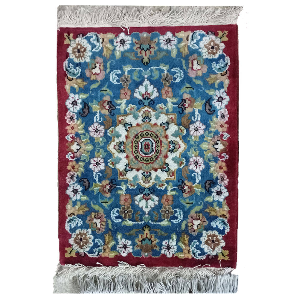 Persian Bokhara Handmade Blue Dianne Woolen Rug - Authentic 100% Hand-Knotted