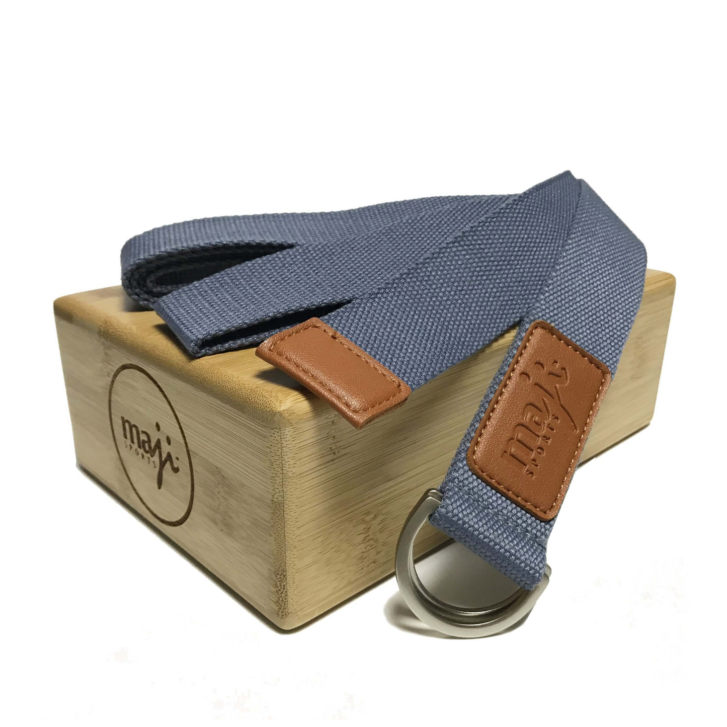 Maji Sports Bamboo Yoga Block & Strap Combo