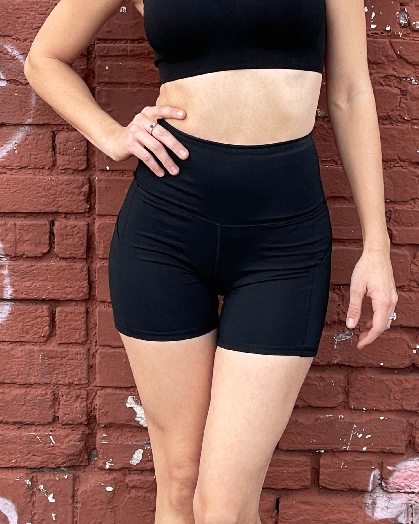 Jolie High-Waisted Athletic Shorts with Hip Pockets - Supportive and Comfortable