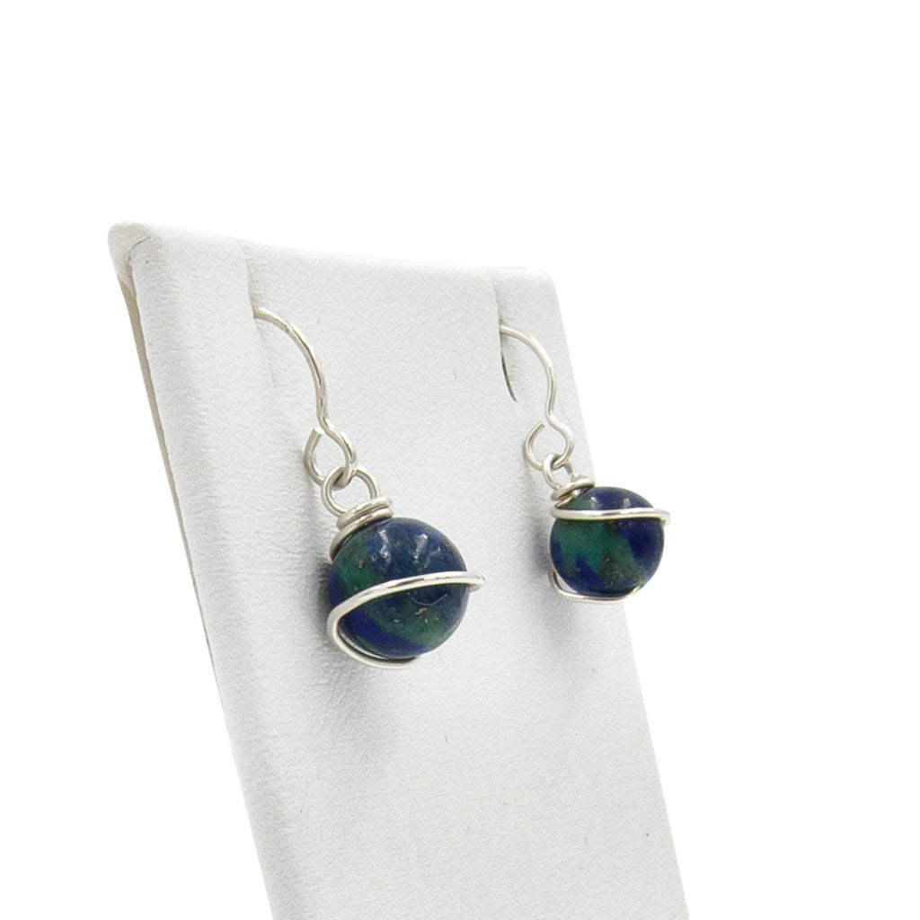 Handmade Azurite | Wrapped Sterling Silver Earrings | Eco-Friendly Jewelry | Hypoallergenic & Nickel-Free | Natural Stone