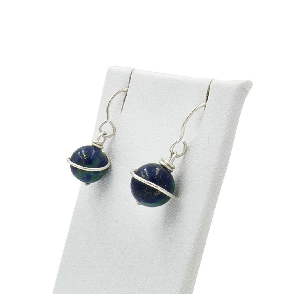 Handmade Azurite | Wrapped Sterling Silver Earrings | Eco-Friendly Jewelry | Hypoallergenic & Nickel-Free | Natural Stone