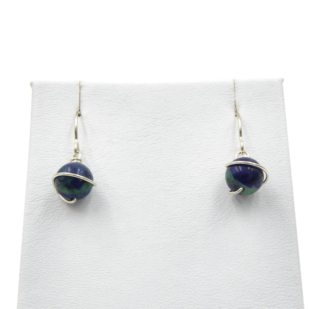 Handmade Azurite | Wrapped Sterling Silver Earrings | Eco-Friendly Jewelry | Hypoallergenic & Nickel-Free | Natural Stone