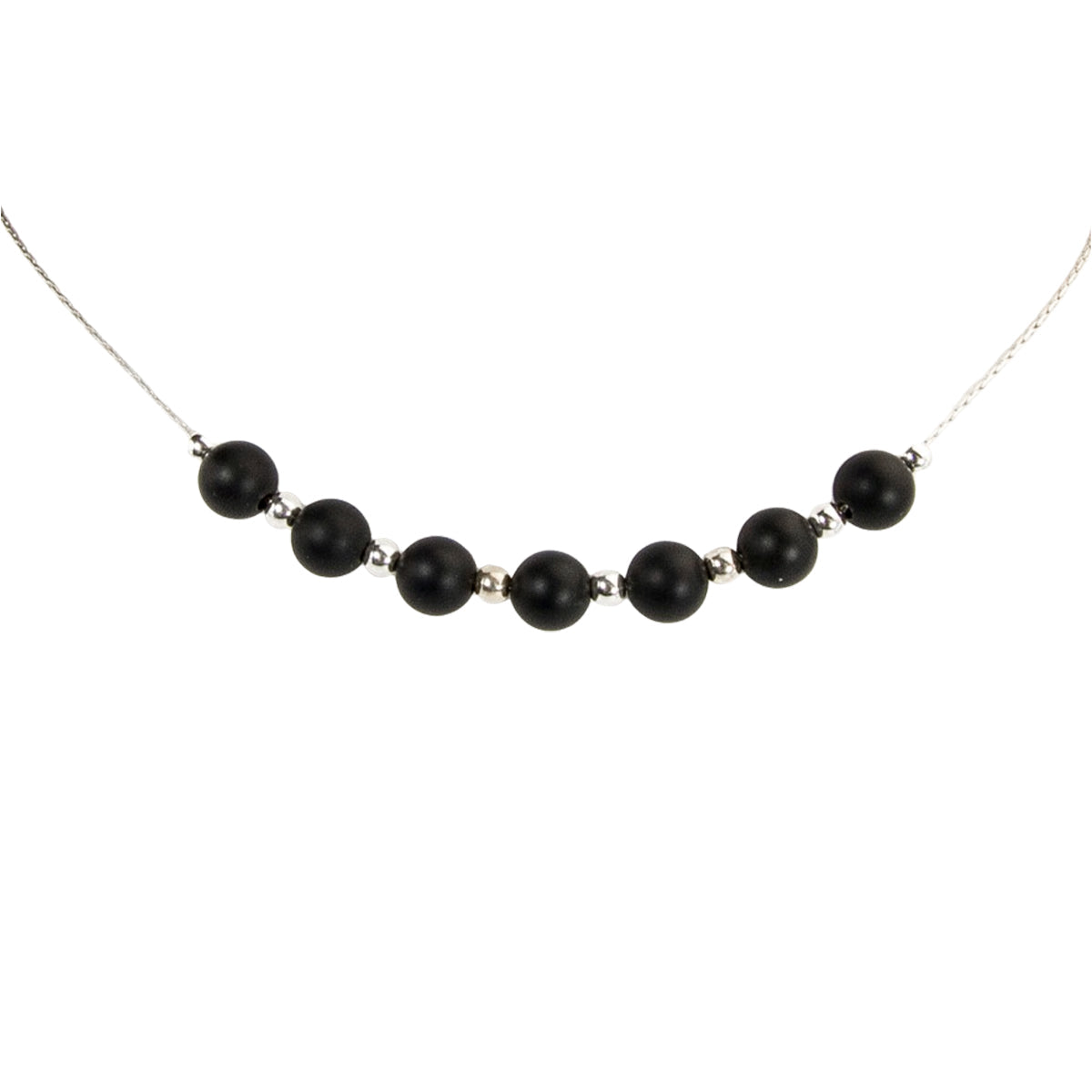 Handmade Black Agate Sterling Silver Necklace | Eco-Friendly Jewelry | Adjustable Length | Hypoallergenic & Nickel-Free | Natural Stone