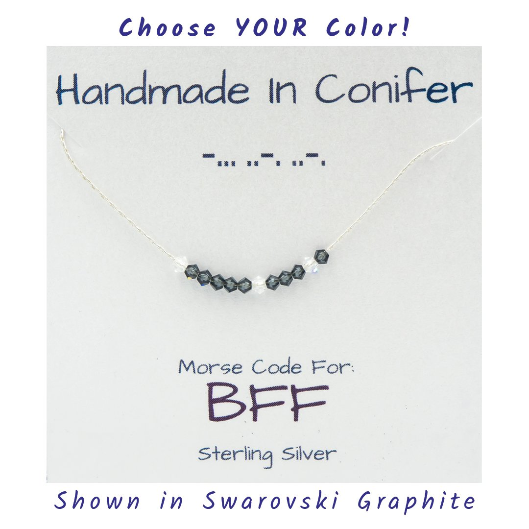 Handmade BFF Morse Code Sterling Silver Necklace | Eco-Friendly Jewelry | Adjustable Length | Hypoallergenic & Nickel-Free