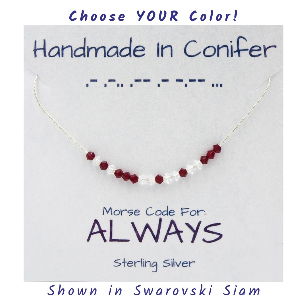 Handmade ALWAYS Morse Code Sterling Silver Necklace | Eco-Friendly Jewelry | Adjustable Length | Hypoallergenic & Nickel-Free