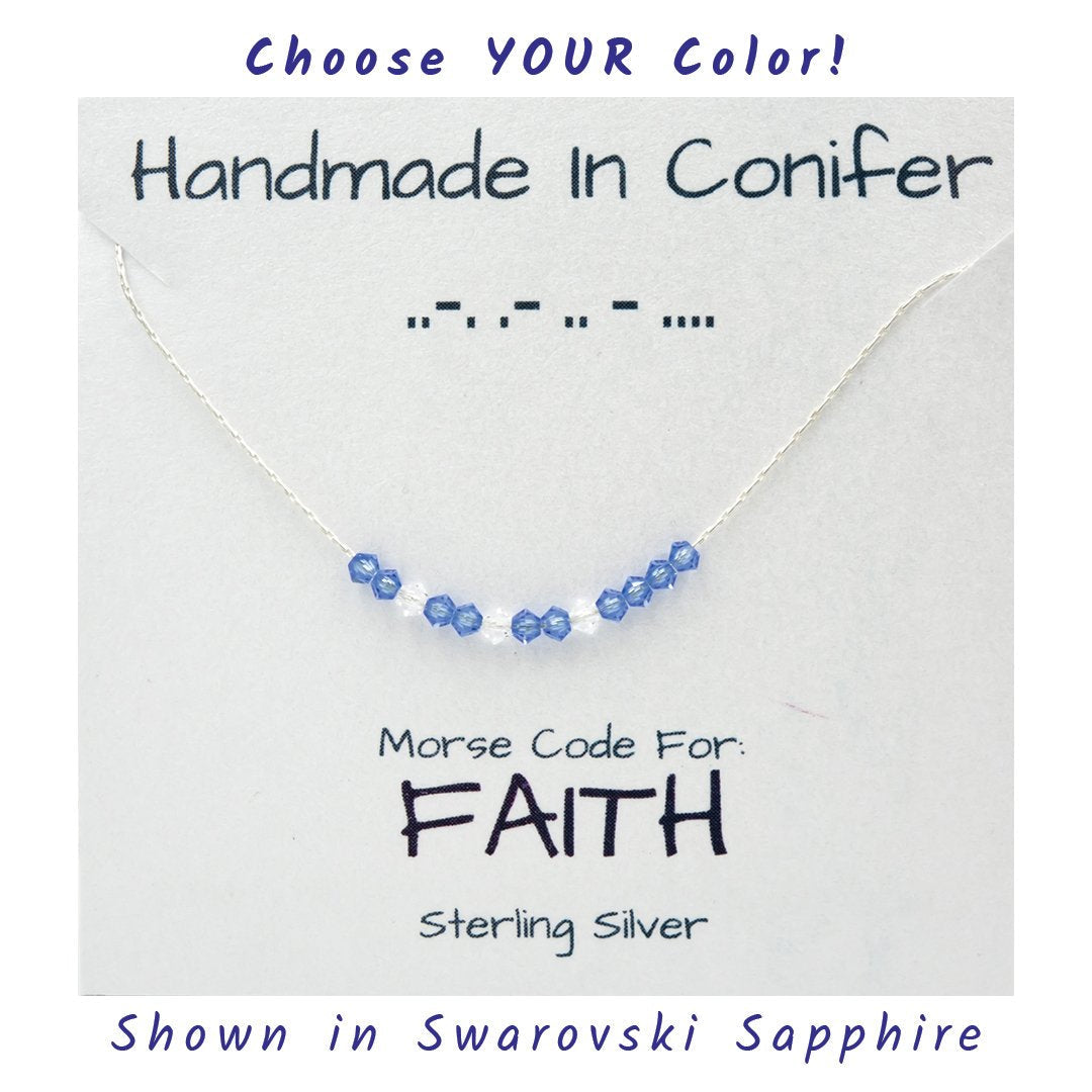 Handmade FAITH Morse Code Sterling Silver Necklace | Eco-Friendly Jewelry | Adjustable Length | Hypoallergenic & Nickel-Free