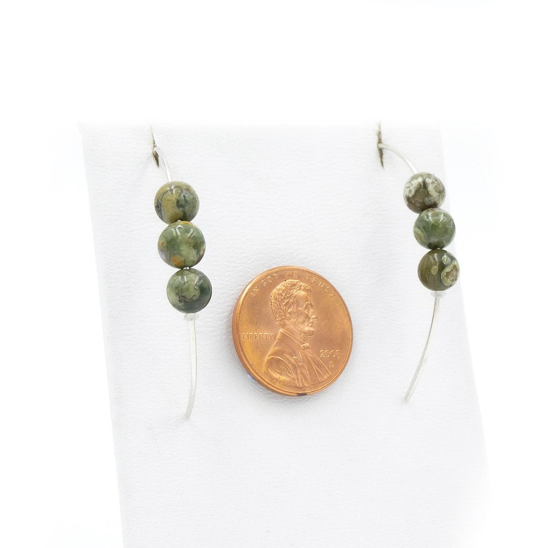 Handmade Rainforest Jasper Curves Earrings | Hammered Sterling Silver | Eco-Friendly Jewelry