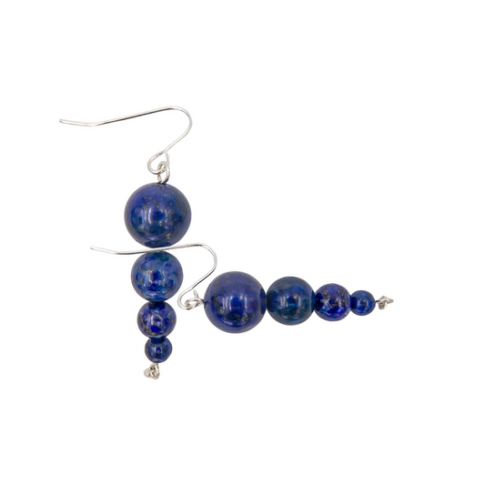 Handmade Lapis Lazuli Stacked Pendulums | Sterling Silver Earrings | December Birthstone | Eco-Friendly Jewelry | Hypoallergenic & Nickel-Free | Natural Stone | Wedding Anniversary